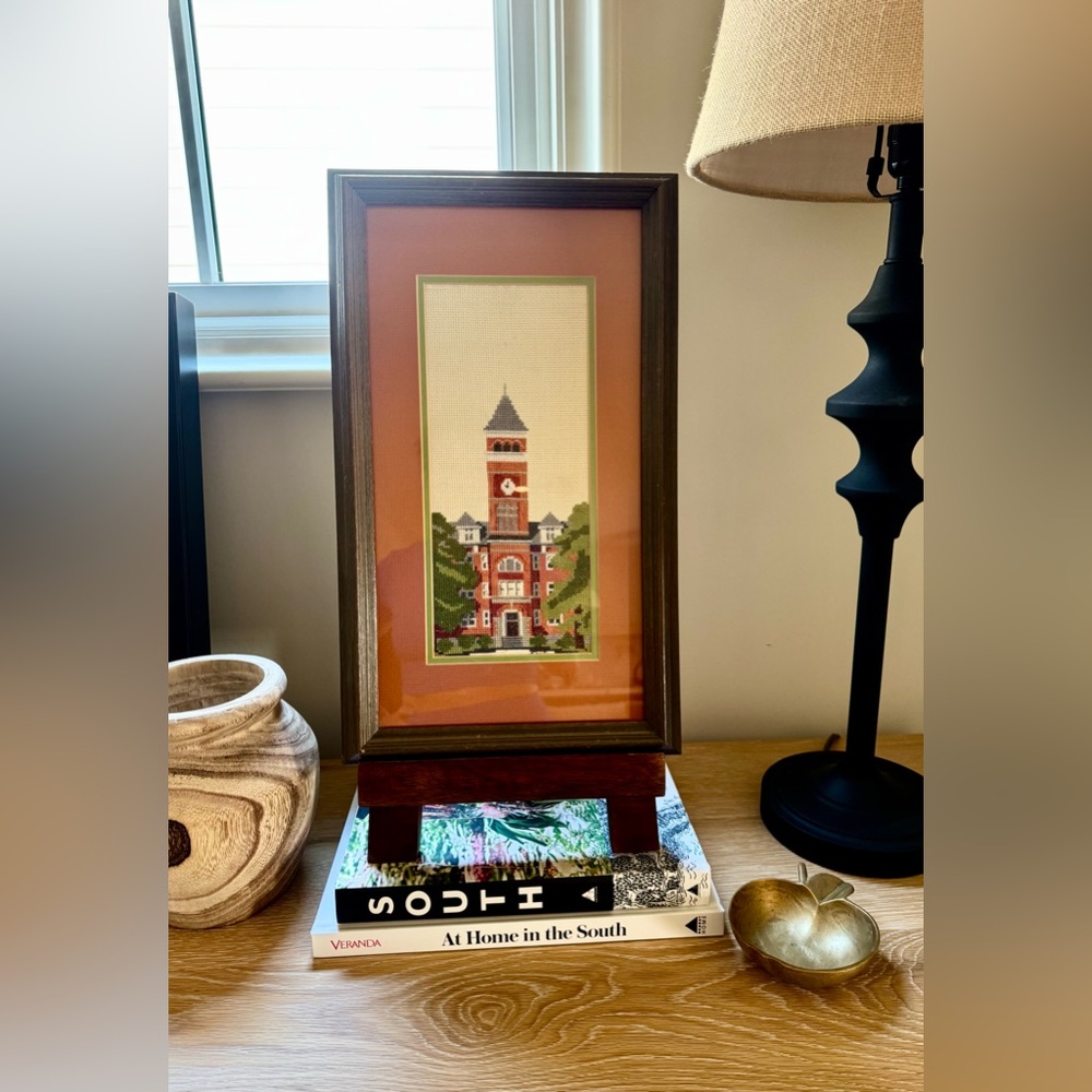 SOLD - Vintage 11x17 Framed and Matted Cross-Stitch Tillman Clemson University